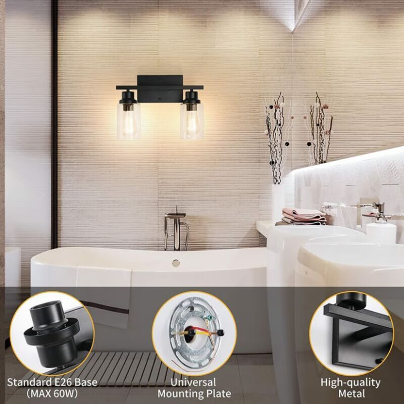 Black Vanity Light Glass Shade Wall Lamp Vintage Style Indoor Wall Sconces for Bathroom - Image 4