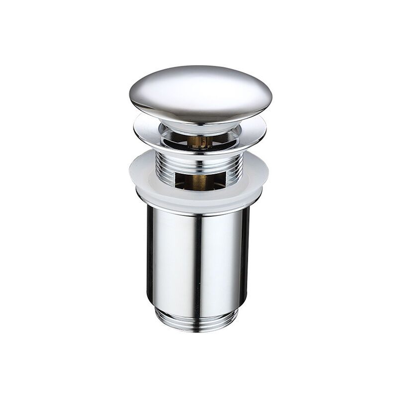 Metal Basin Pop up Drain, Slotted Bathroom Sink Drain Stopper, Chrome, Small, Silver - Image 1