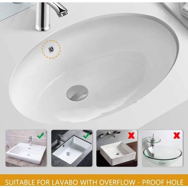 Metal Basin Pop up Drain, Slotted Bathroom Sink Drain Stopper, Chrome, Small, Silver - Image 4