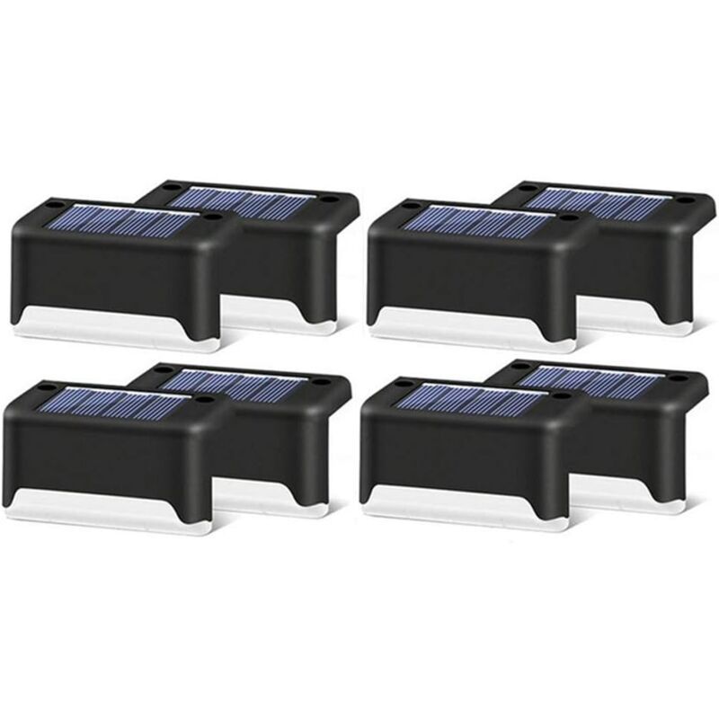 8 Pieces Solar Light, LED, for Stairs, Deck, Outdoor Black Shell Warm White - Image 1