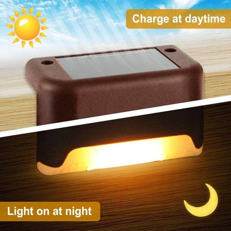 8 Pieces Solar Light, LED, for Stairs, Deck, Outdoor Black Shell Warm White - Image 3