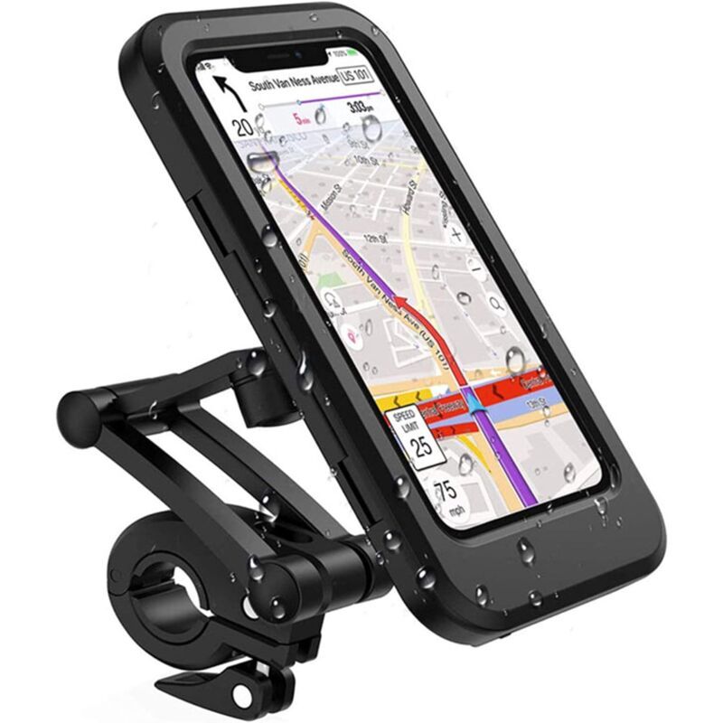 Bike Cell Phone Holder, Waterproof Smartphone Holder with Touch Screen, 360 Swivel, Height Adjustable for up to 6.7 Inch, Motorcycle to Bike, Black - Image 2