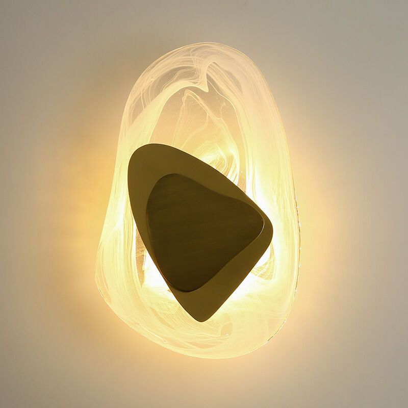 Living Room Wall Lamp Bedroom Bedside Lamp Nordic Light Luxury Study Balcony Wall Post modern Minimalist Crystal Wall Lamp, Gold LED Tri Color Dimming - Image 1