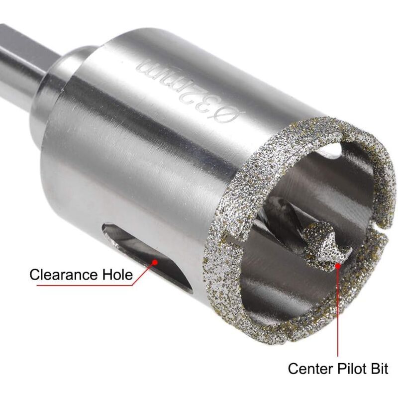 Diamond Glass Hole Saw Drill Bit with Center Pilot Bit for Glass, Ceramic Tile, 32mm - Image 2