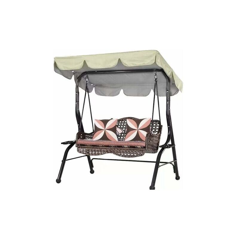210D Waterproof Garden Swing Replacement Roof Swing Roof Swing Canopy Replacement Anti UV Garden Swing Sunshade, Beige, Three Seats, 164 x 114 x 15cm - Image 1