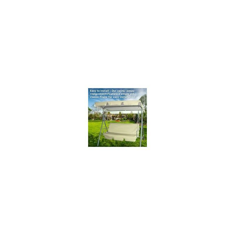 210D Waterproof Garden Swing Replacement Roof Swing Roof Swing Canopy Replacement Anti UV Garden Swing Sunshade, Beige, Three Seats, 164 x 114 x 15cm - Image 2