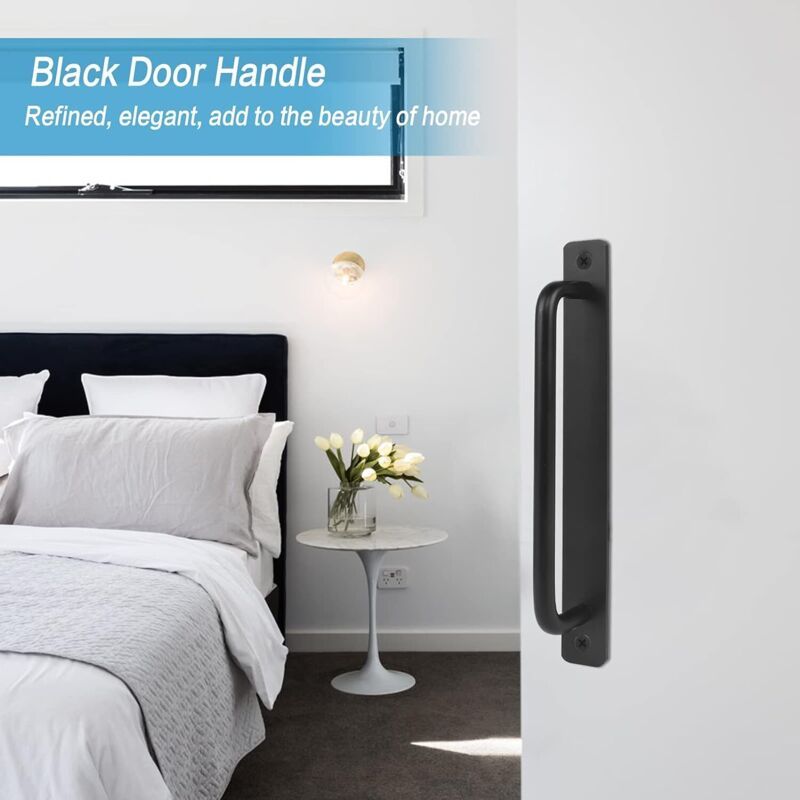 2 Pieces Black Aluminum Alloy Sliding Door Handles with 4 Screws for Barn Door Wardrobe Closet, 148mm - Image 4