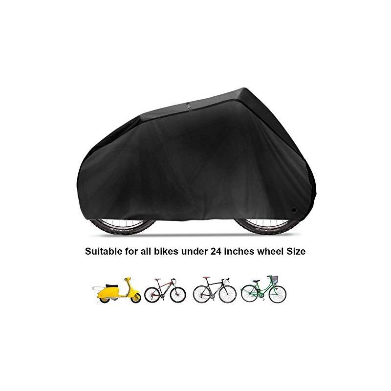 Bike Cover Waterproof Rain Cover 190T Nylon UV Rain Protection Heavy Duty Dust Cover for MTB Road Bike with Lockable Storage Bag, Black - Image 3