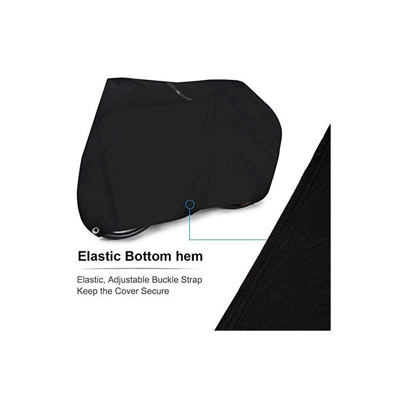 Bike Cover Waterproof Rain Cover 190T Nylon UV Rain Protection Heavy Duty Dust Cover for MTB Road Bike with Lockable Storage Bag, Black - Image 4