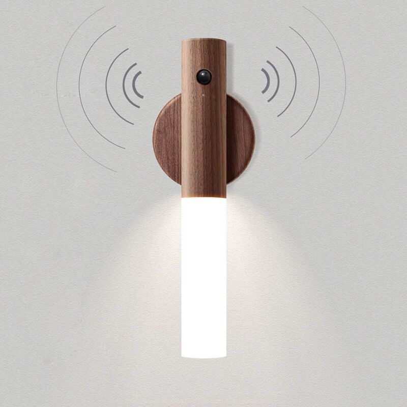 Lighting Wood Wall Light Battery LED Children s Night Light Wireless Motion Sensor Portable Vintage Closet Lamp USB Rechargeable Magnetic Night Lamp - Image 1