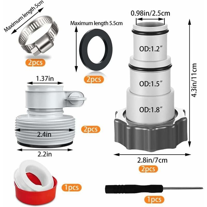 Swimming Pool Hose Adapter Compatible with Intex Pump Hose Connections, 32mm and 38mm - Image 2