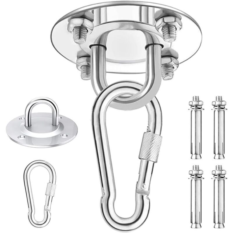 1 Pieces Heavy Duty Ceiling Hook, 450KG Capacity Stainless Steel Hammock Hanging Kit 180 Rotation for Concrete Wood Sets, Hanging Chair, Hanging Lamp - Image 1