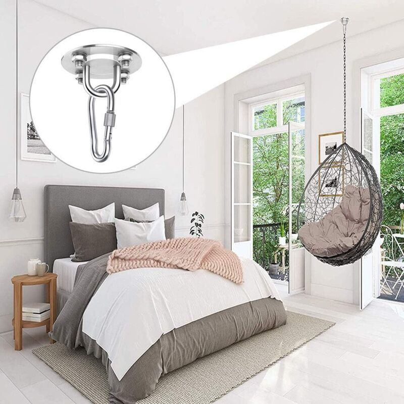 1 Pieces Heavy Duty Ceiling Hook, 450KG Capacity Stainless Steel Hammock Hanging Kit 180 Rotation for Concrete Wood Sets, Hanging Chair, Hanging Lamp - Image 3