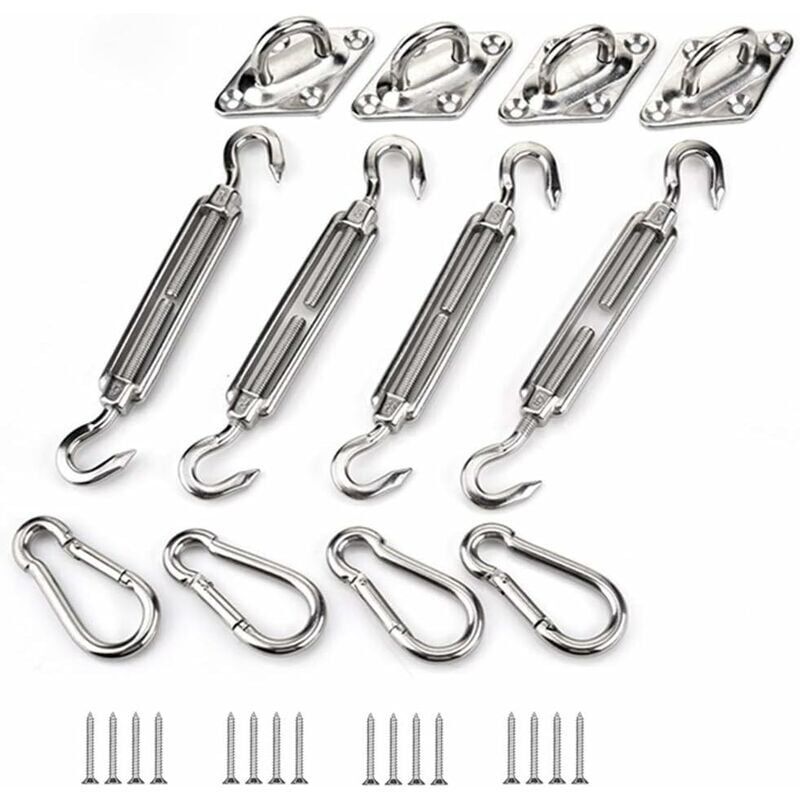 Shade Sail Fixing Kit, Stainless Steel Sun Shade Sail Fixing Kit for Triangle and Square, Rectangle, Sun Shade Sail Fixing Accessories M6 - Image 1