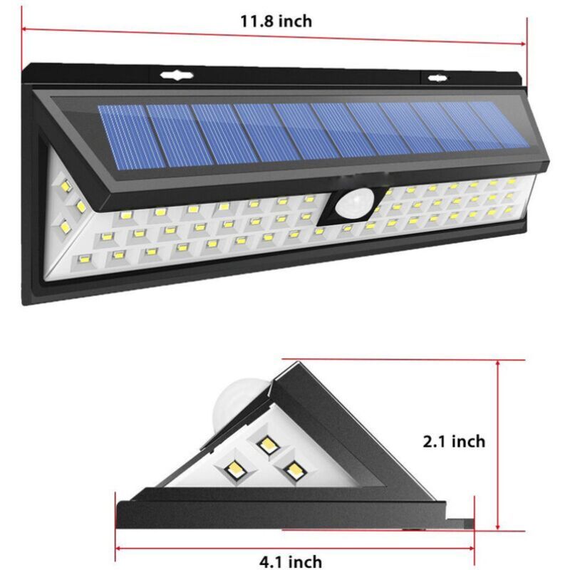Solar Wall Light 118 LED PIR Motion Sensor IP65 Waterproof Outdoor Garden Light 1000 Lumens - Image 2