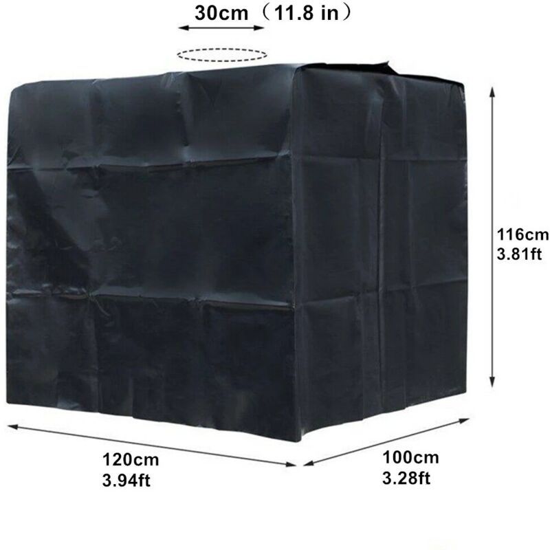 Water Tank Cover, IBC Tank Cover for 1000L Tank, Water Tank Container Protective Cover, Anti Dust Anti UV Anti Rain, Black, 120 x 100 x 116cm - Image 2