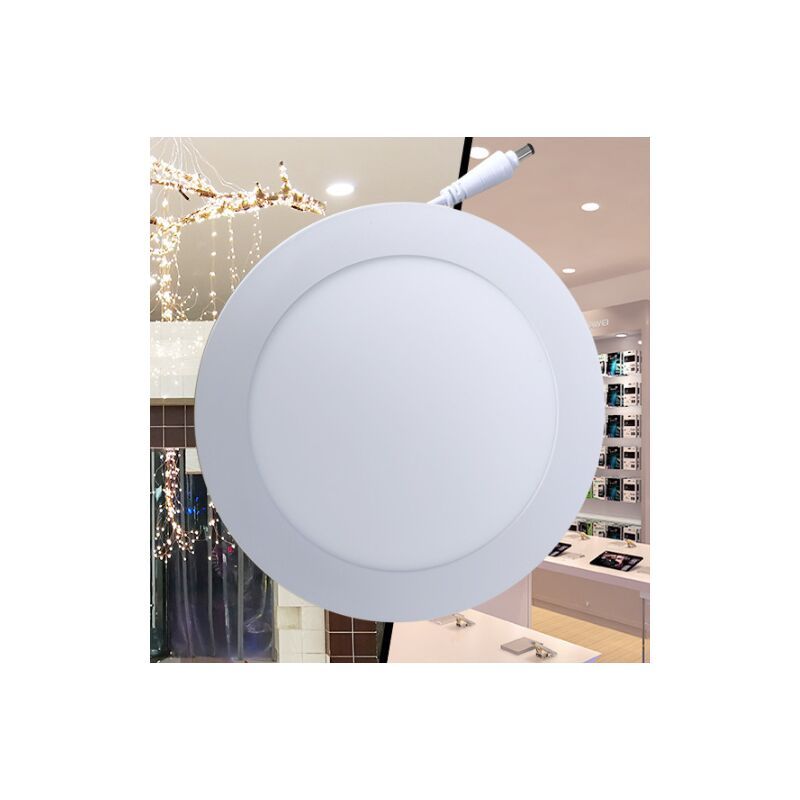2 Pack White Round Recessed Panel Lights for Cabinet Bathroom Stairwell 6500K, 6W - Image 1