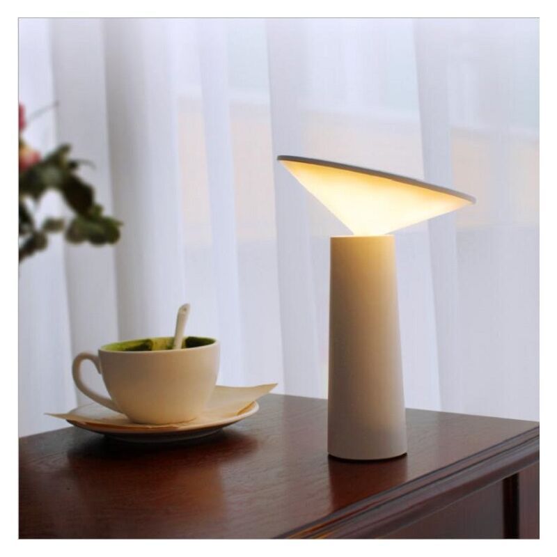 Modern Table Lamp, Cordless, Dimmable Touch Control Switch, 360 Adjustable, USB Rechargeable, Desk Lamp for Home and Office, White - Image 1
