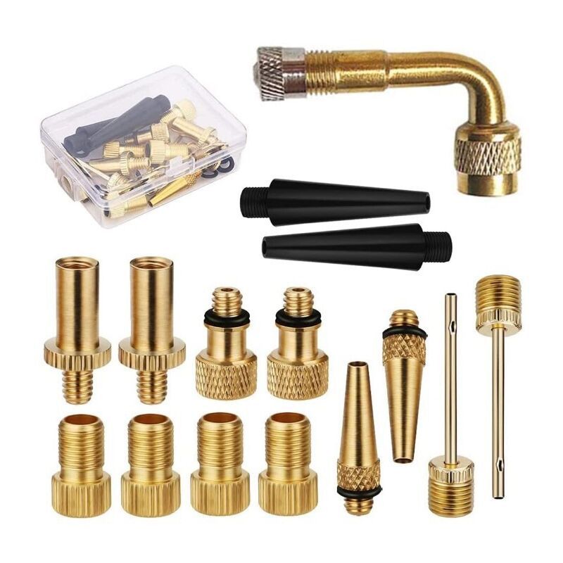 Bicycle Valve Adapter Kit SV AV DV, Adapter Kit Bicycle Tire Pump Inflator Tip - Image 1