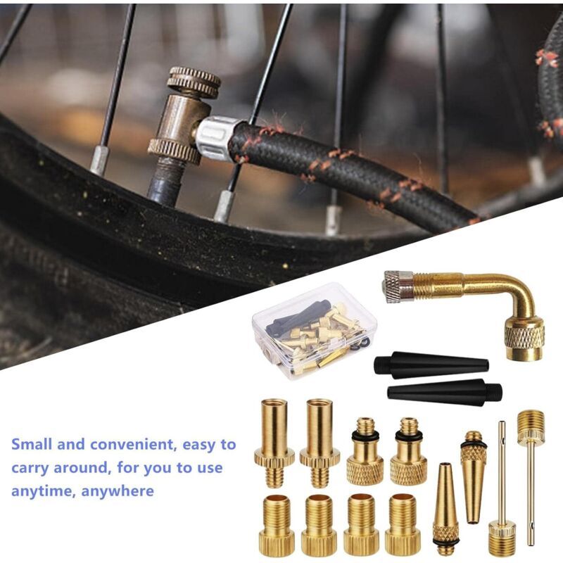 Bicycle Valve Adapter Kit SV AV DV, Adapter Kit Bicycle Tire Pump Inflator Tip - Image 4