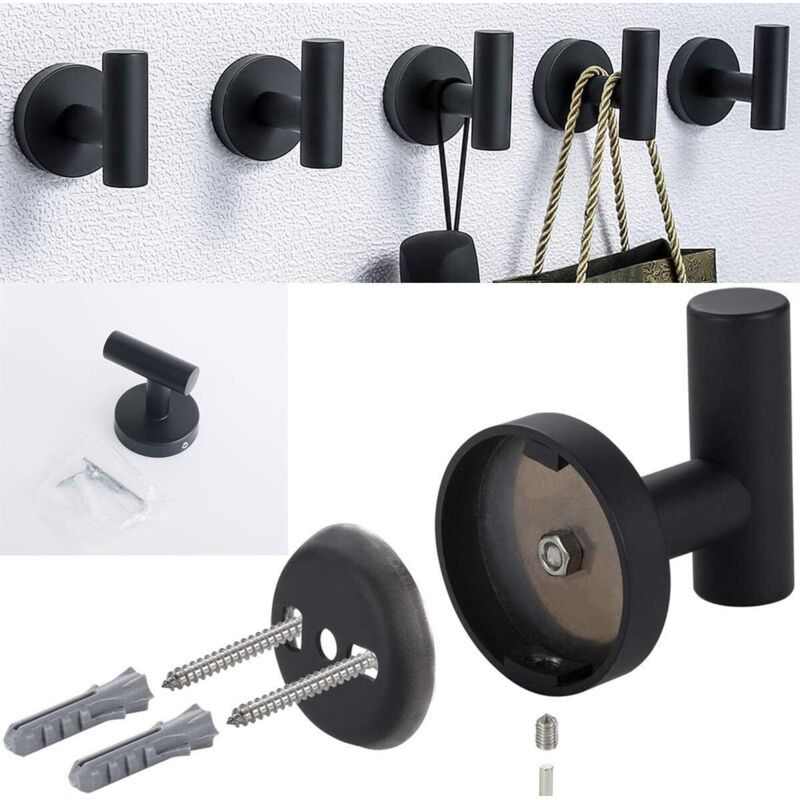 2 Pieces Black Coat Hooks Wall Hooks Coat Wall Hook Stainless Steel Coat Hook for Modern Towel Hook - Image 2