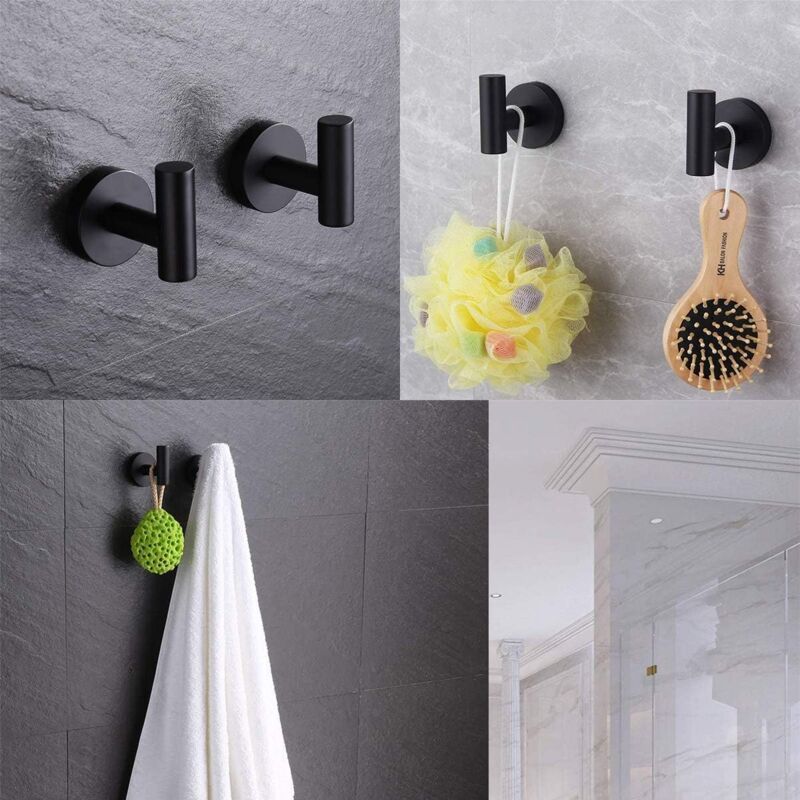 2 Pieces Black Coat Hooks Wall Hooks Coat Wall Hook Stainless Steel Coat Hook for Modern Towel Hook - Image 3