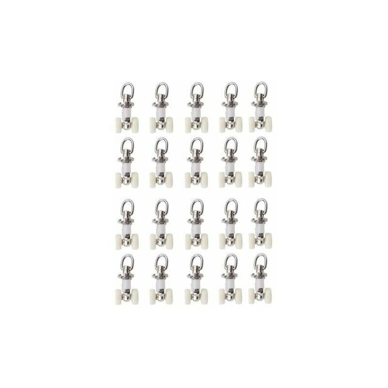 20 Pieces Plastic Curtain Track Glider Rail Rollers Twin Rollers Aluminum Alloy, Small - Image 1