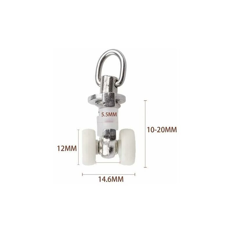 20 Pieces Plastic Curtain Track Glider Rail Rollers Twin Rollers Aluminum Alloy, Small - Image 2