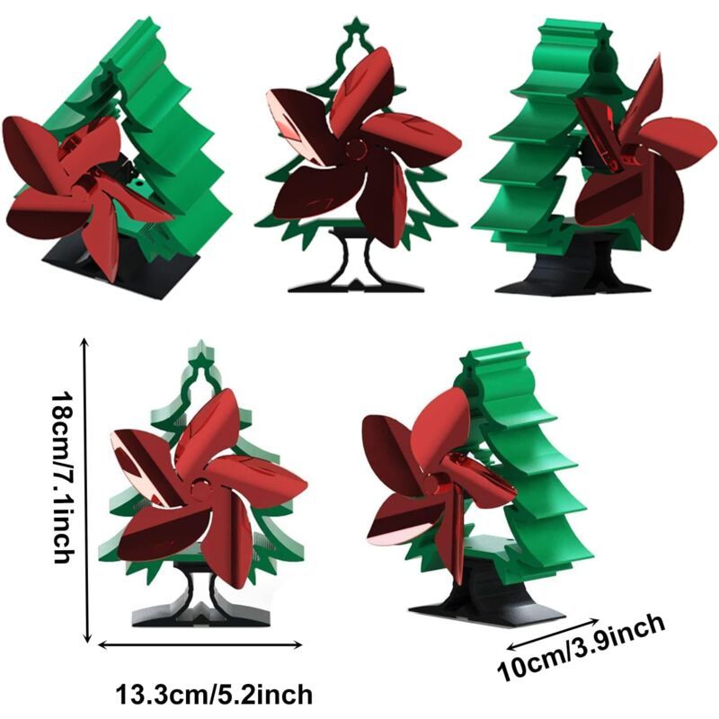 Fireplace Fan Fireplace and Stove Accessory Christmas Tree Shape x12 x23cm, 17.5cm, 5cm - Image 2