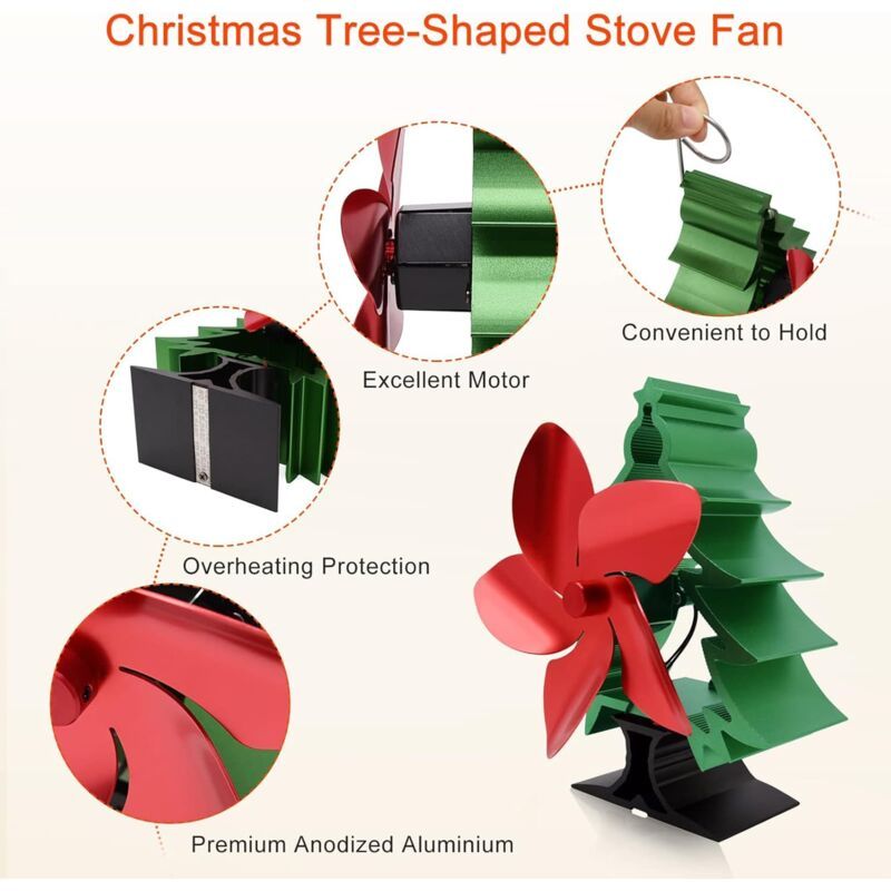 Fireplace Fan Fireplace and Stove Accessory Christmas Tree Shape x12 x23cm, 17.5cm, 5cm - Image 3