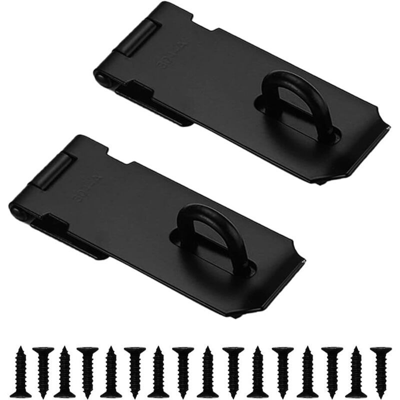 2 Pieces Door Latch Hasp Clasp Latch with Screws, Matte Black Finish Stainless Steel Heavy Duty Latch - Image 1