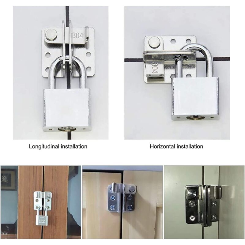 2 Pieces Door Latch Hasp Clasp Latch with Screws, Matte Black Finish Stainless Steel Heavy Duty Latch - Image 4