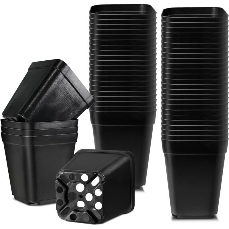20 Pieces Seedling Pots, Nursery Pots, Reusable Plastic Square Seedling Pot Seedling Pots Transplanting Pot Growing Pot Planting, 5.5cm - Image 1