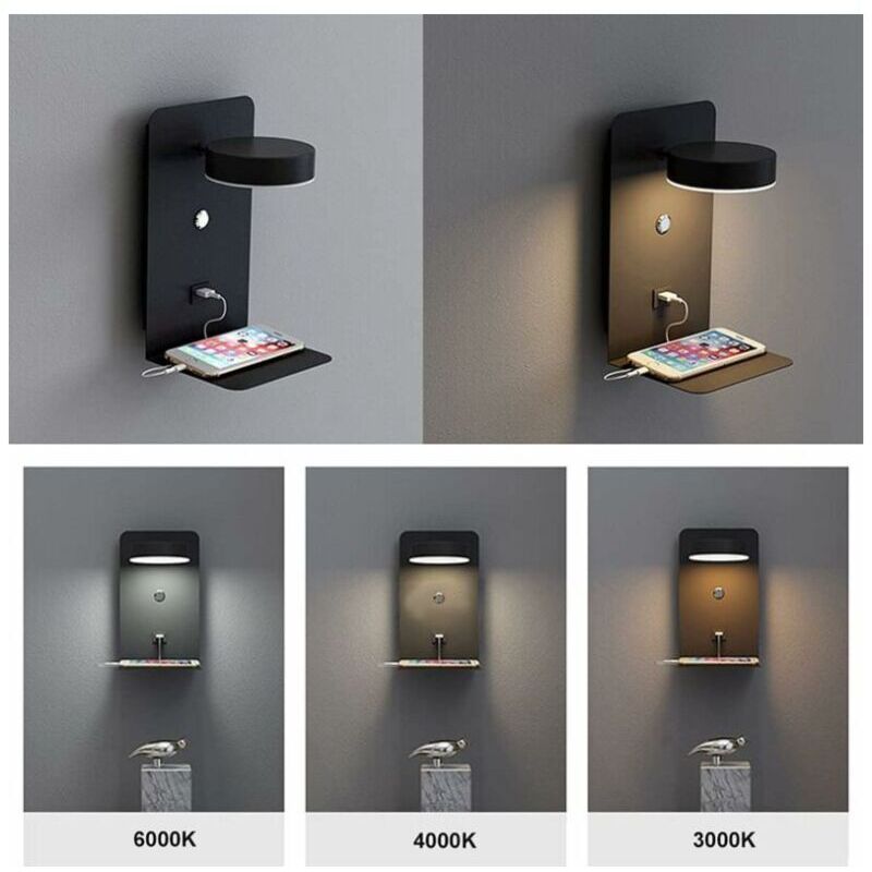 2 Pack Indoor LED Wall Lights with USB Port Switch and 330 Degree Rotatable Reading Lamp, 12W - Image 4