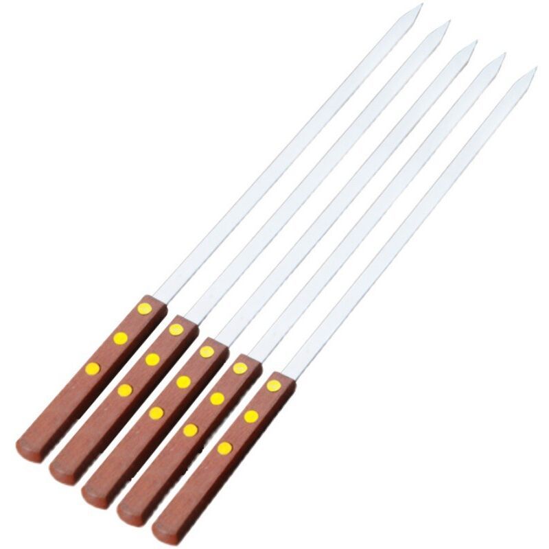8 Pack Barbecue Utensil, Barbecue Skewers, Extra Long Stainless Steel Skewers with Solid Wood Handle, 50cm - Image 1