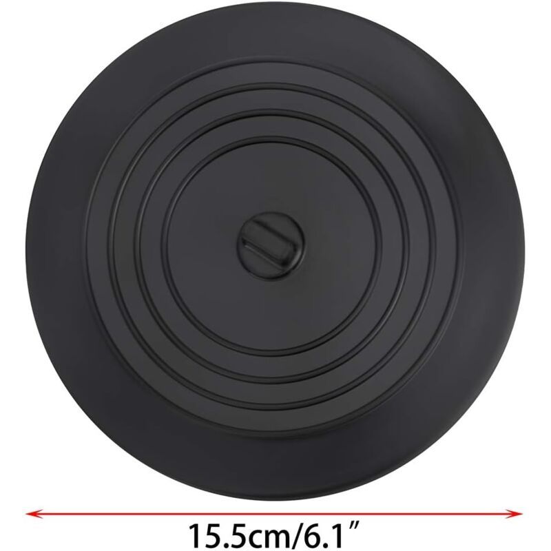 2 Pack Universal Silicone Rubber Drain Stopper, for Kitchen Sink, Bathroom Sink black, 15cm - Image 2
