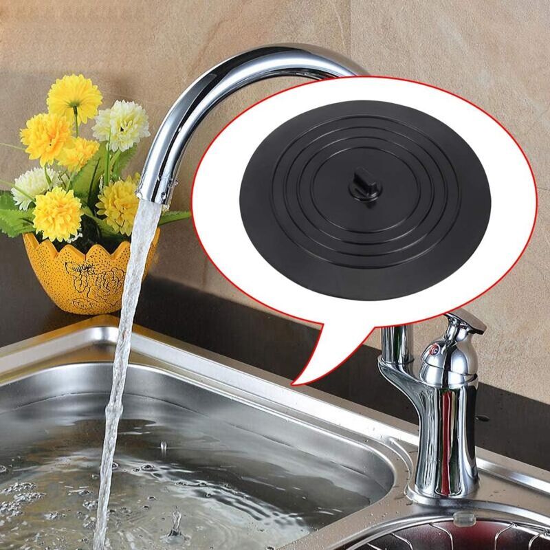 2 Pack Universal Silicone Rubber Drain Stopper, for Kitchen Sink, Bathroom Sink black, 15cm - Image 4