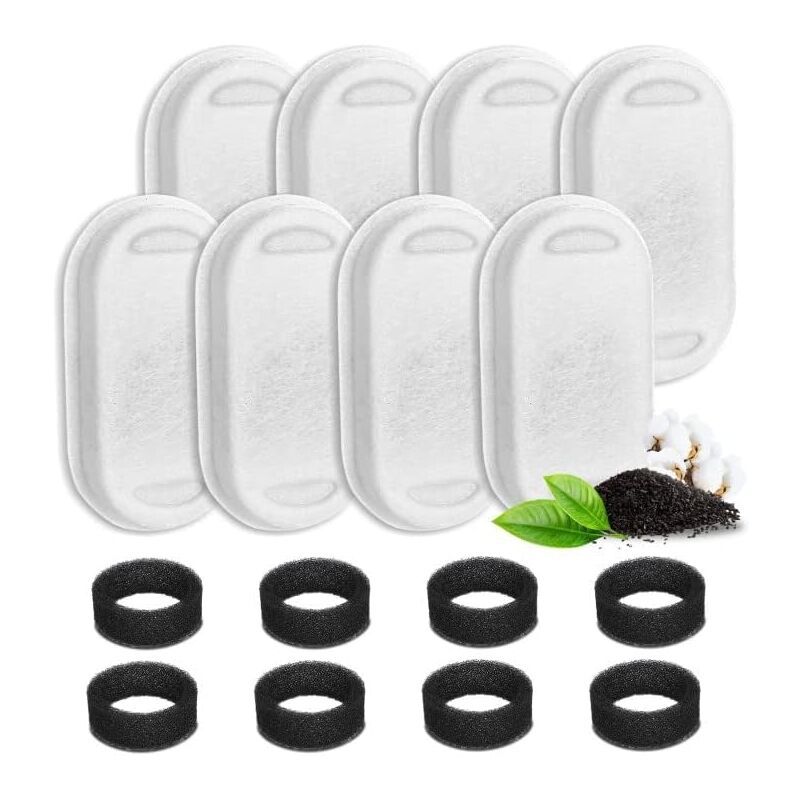 16 Pieces Cat Water Fountain Filters and Foam Sponge for 3.2L Stainless Steel Cat Fountains - Image 1