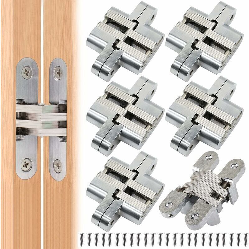 Furniture Hinge6 Pieces Folding Hidden Hinge Cross Hinges, Invisible Hinge Closure, Arched Cabinet Hinges - Image 1