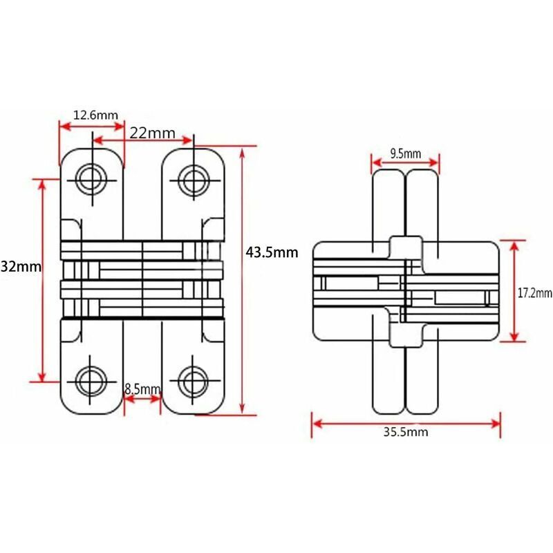 Furniture Hinge6 Pieces Folding Hidden Hinge Cross Hinges, Invisible Hinge Closure, Arched Cabinet Hinges - Image 2