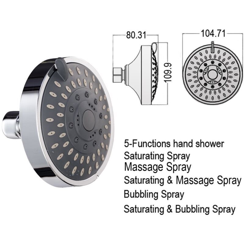 Adjustable Chrome Shower Head, Steel Round Rain Shower Head Mirror Face Shower Head - Image 3