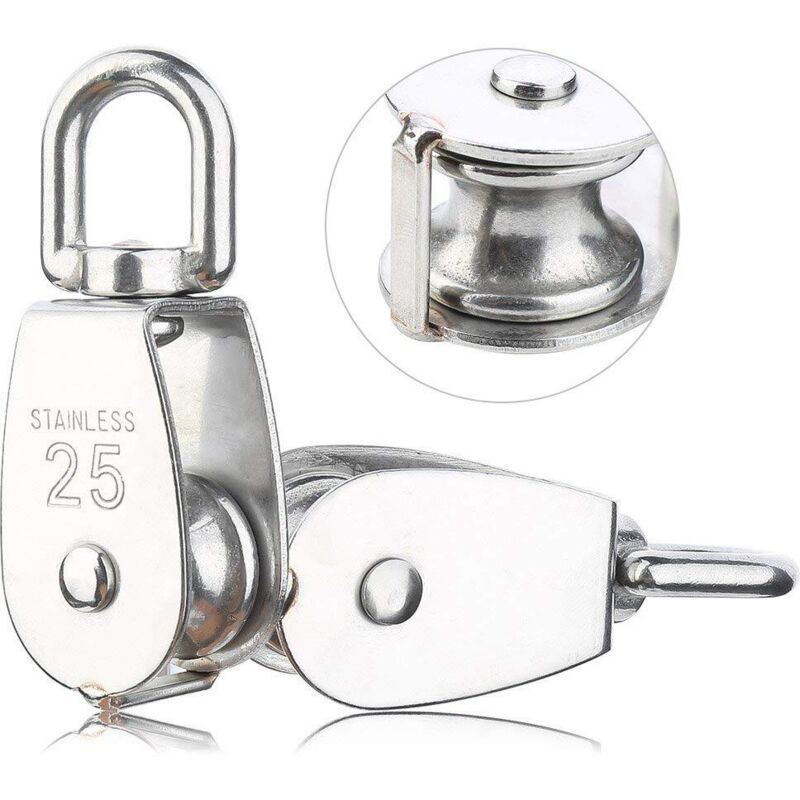 6 Pack M25 Lifting Pulley Loading 150kg, Heavy Duty 304 Stainless Steel Swivel Lifting Rope Pulley Block - Image 4