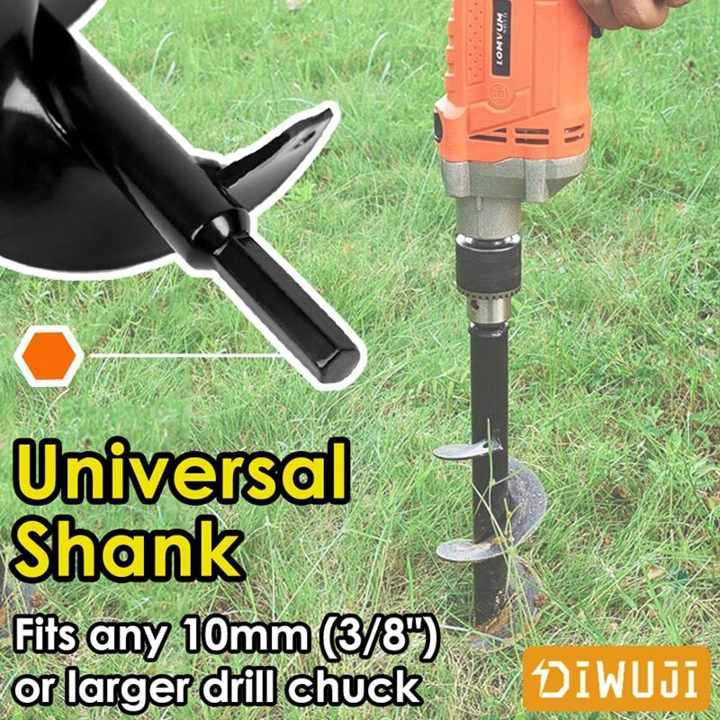 Garden Drill, Stainless Steel Hex Shank, Thermal Auger, Digging Holes Cultivate Deeply, Planting Tool for Flower Planting Trees Shrubs, Dia, L, 22cm - Image 2