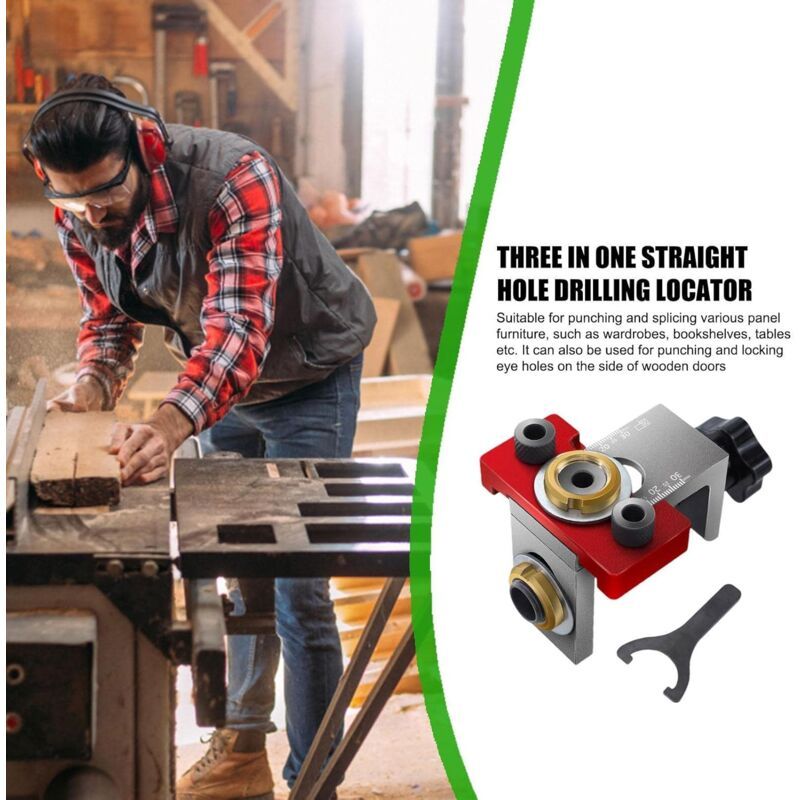 Woodworking Drilling Locator, Round Dowel Connector, 1 Drill Guide, Hole Opening Jig Positioner for Woodworking, 3 Inch - Image 2
