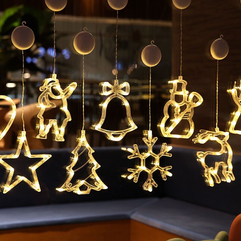 Christmas Window Lights, Hanging Christmas Window Light with Suction Cup, Battery Operated Hanging Lamp Decorations for Holiday Store Snowman - Image 1