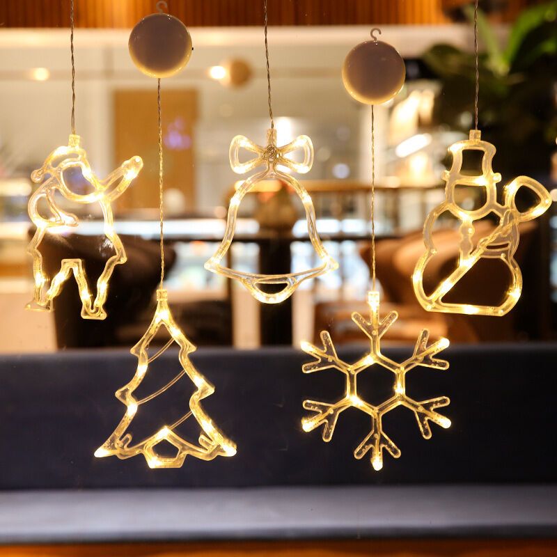 Christmas Window Lights, Hanging Christmas Window Light with Suction Cup, Battery Operated Hanging Lamp Decorations for Holiday Store Snowman - Image 2