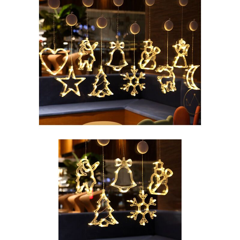 Christmas Window Lights, Hanging Christmas Window Light with Suction Cup, Battery Operated Hanging Lamp Decorations for Holiday Store Snowman - Image 4