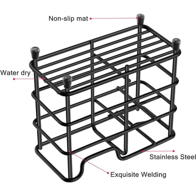 Toothbrush Holder, Small Stainless Steel Toothpaste Holder, Bathroom Accessories Organizer, Black - Image 3