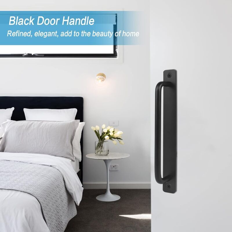2 Pieces Black Aluminum Alloy Sliding Door Handles with 4 Screws for Barn Door Wardrobe Closet, 211mm - Image 2