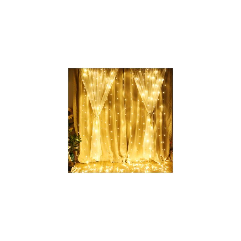 Outdoor LED Light Curtain with 8 Modes Warm White Christmas String Lights, 3 x 3 m, 300 LED - Image 1